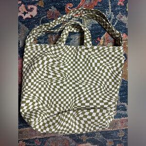 Rare Baggu Duck Bag in Green Moss Trippy Cute Checks Checker Pattern
